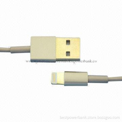 Gold-colored Data Cable for iPhone 5S, Supports iOS 7.0, Gold-colored Color